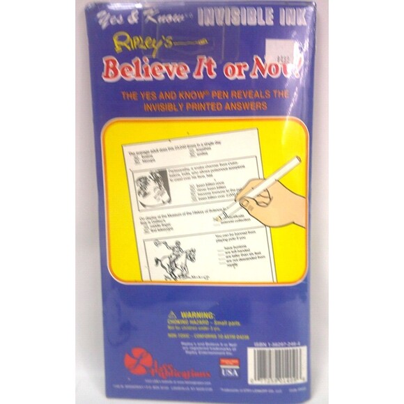 Vintage 1995 Ripley's Believe It or Not Invisible Ink Quiz Book #3 Mind & Body - Picture 4 of 4